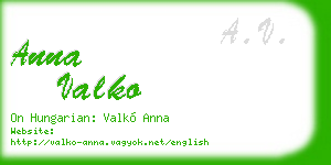 anna valko business card