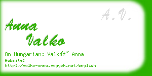 anna valko business card